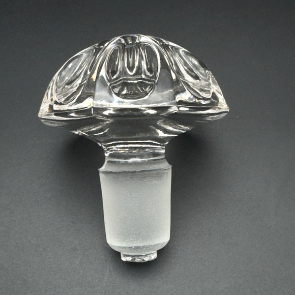 Vintage Decanter Stopper Solid Clear Glass Barware Mushroom For .75” Mouth - Picture 1 of 5